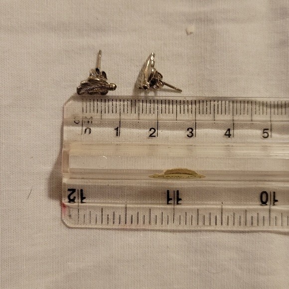 Silver Toned Small Leaf Post Earrings - Picture 3 of 4